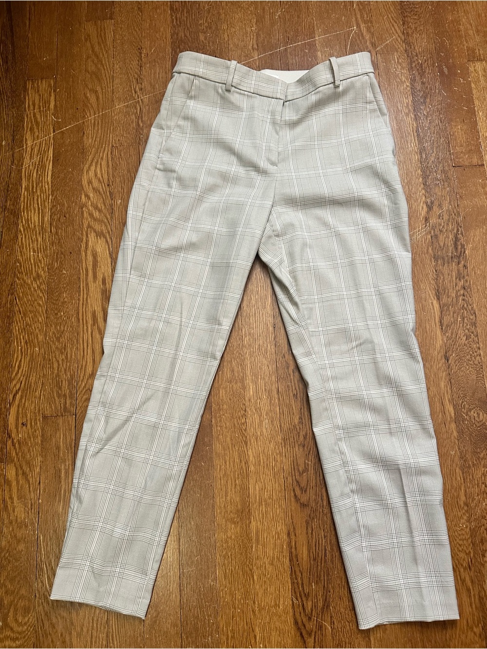 Women's Tailored Plaid Pants - Light Gray